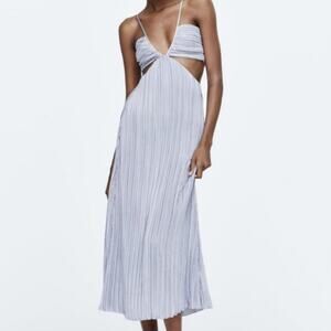 Zara Cut Out Pleated Satin Dress